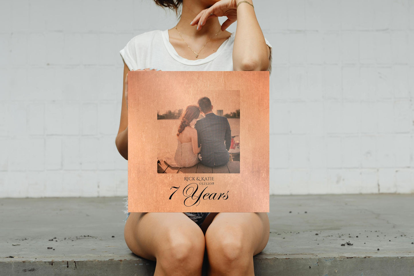 Persoanlized Distressed Copper Anniversary Photo Gift - HoneycombProverbs - Signs - Copper Anniversary Gifts