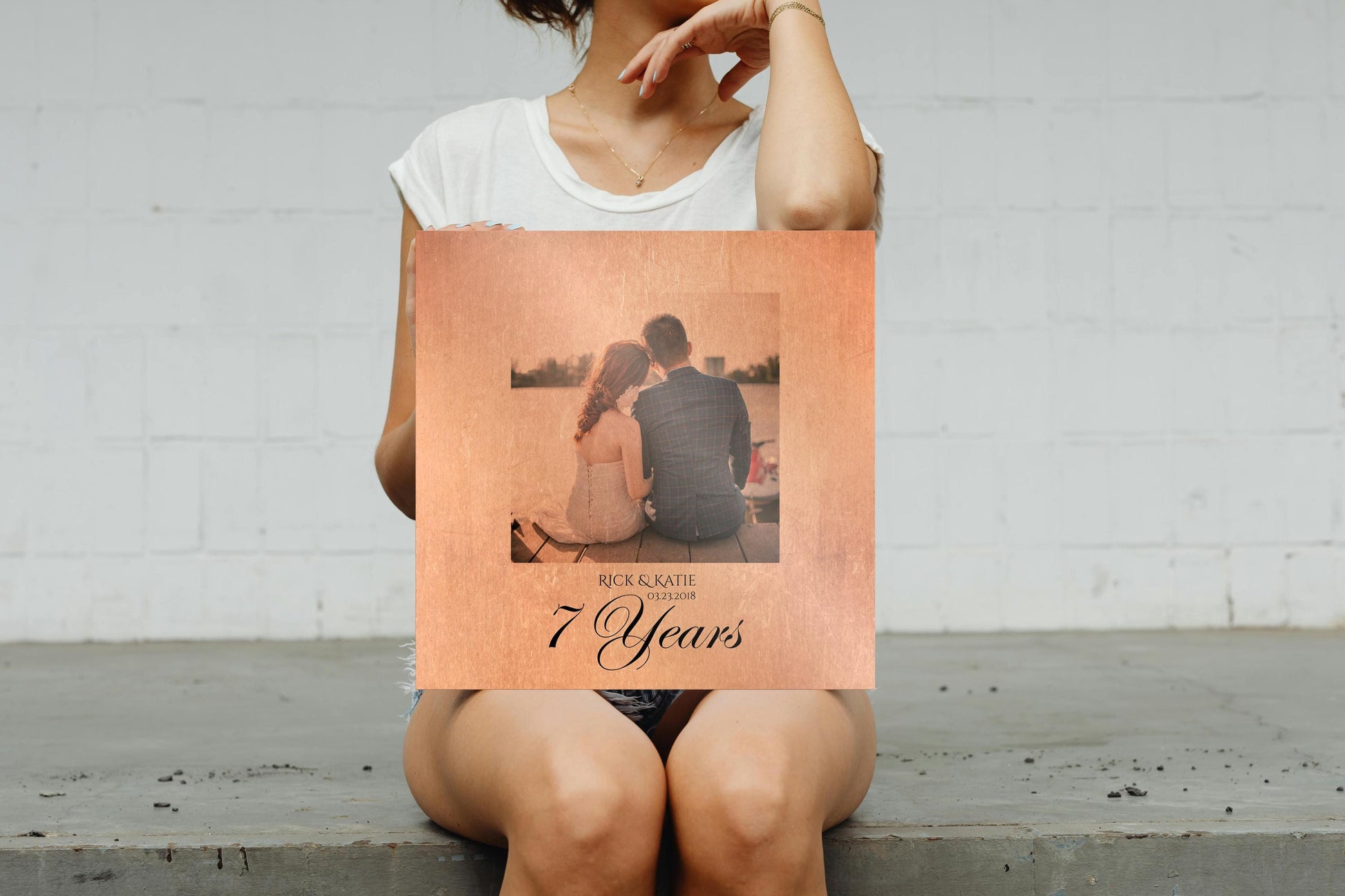 Persoanlized Distressed Copper Anniversary Photo Gift - HoneycombProverbs - Signs - Copper Anniversary Gifts