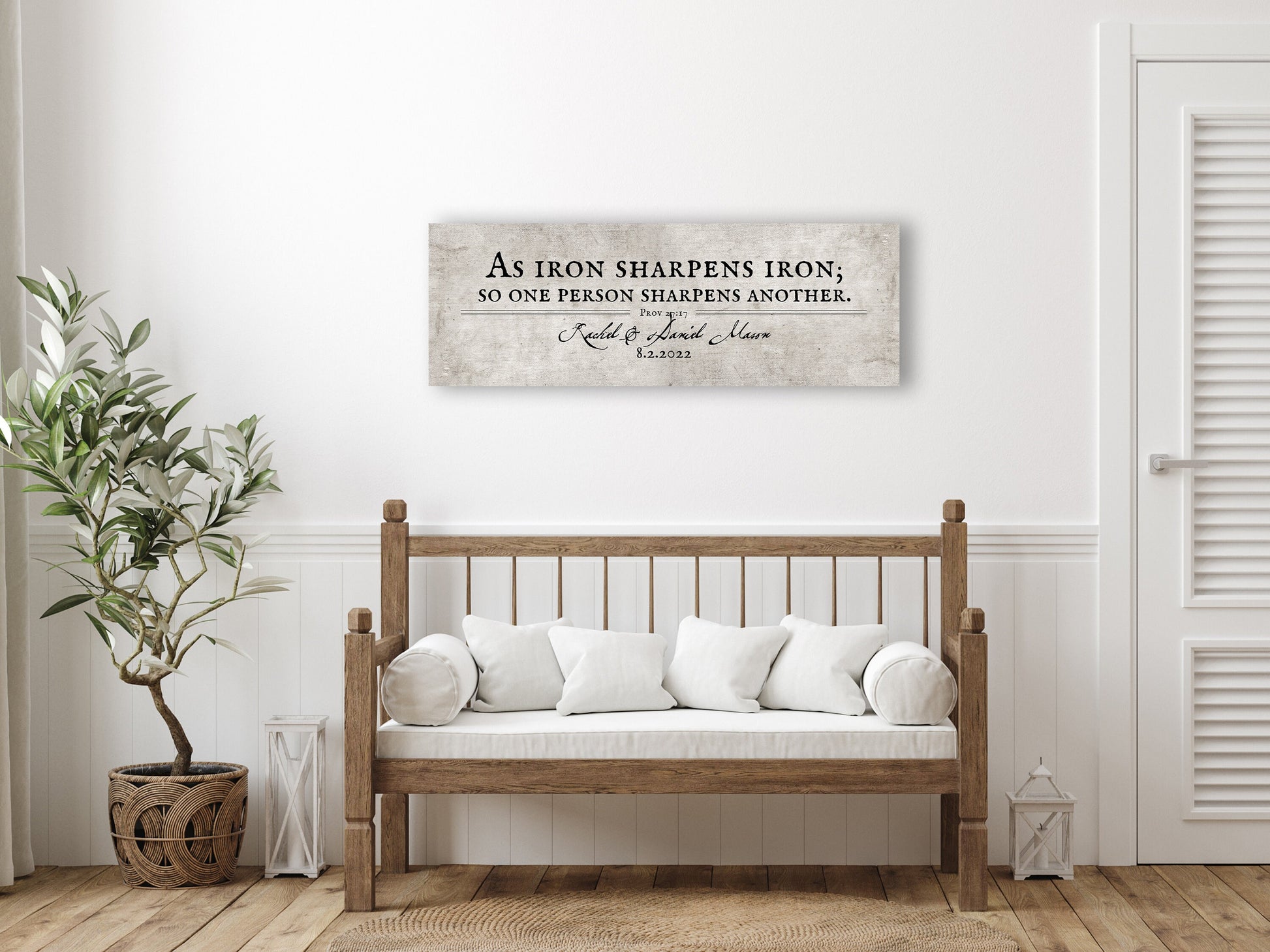 iron sharpens iron wall art, vintage canvas