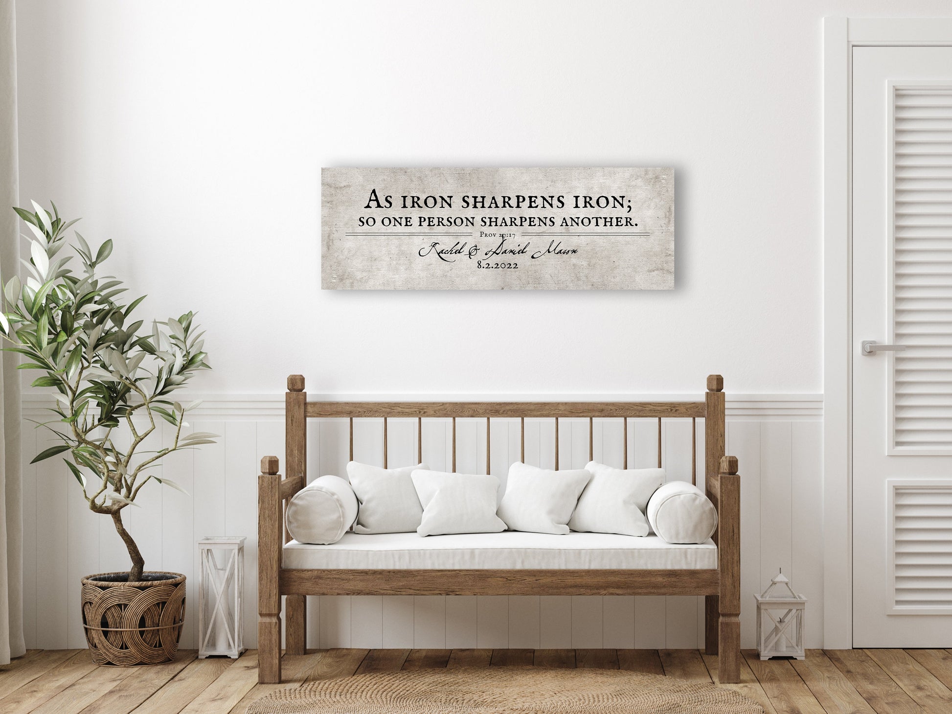 iron sharpens iron wall art, vintage canvas