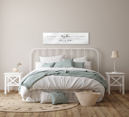 Together Sign, Ecclesiastes Christian Wall Art, Wood Anniversary Gift, with Names