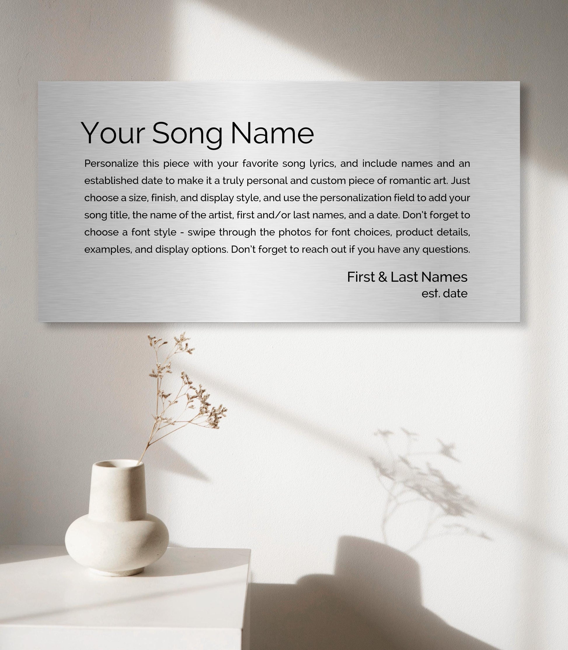 Custom Song Lyrics Metal Sign: 10th Anniversary Tin Gift, Personalized Wall Art - HoneycombProverbs - Signs - Tin and Aluminum Gifts