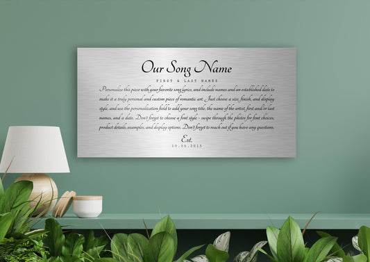 Custom Song Lyric Metal Art: 10th Anniversary Tin Gift - HoneycombProverbs - Signs - Modern Lyrics Wall Decor
