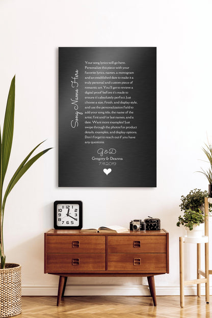 Monogrammed Tin Song Lyric Sign - HoneycombProverbs - Signs - Bronze Anniversary Gifts