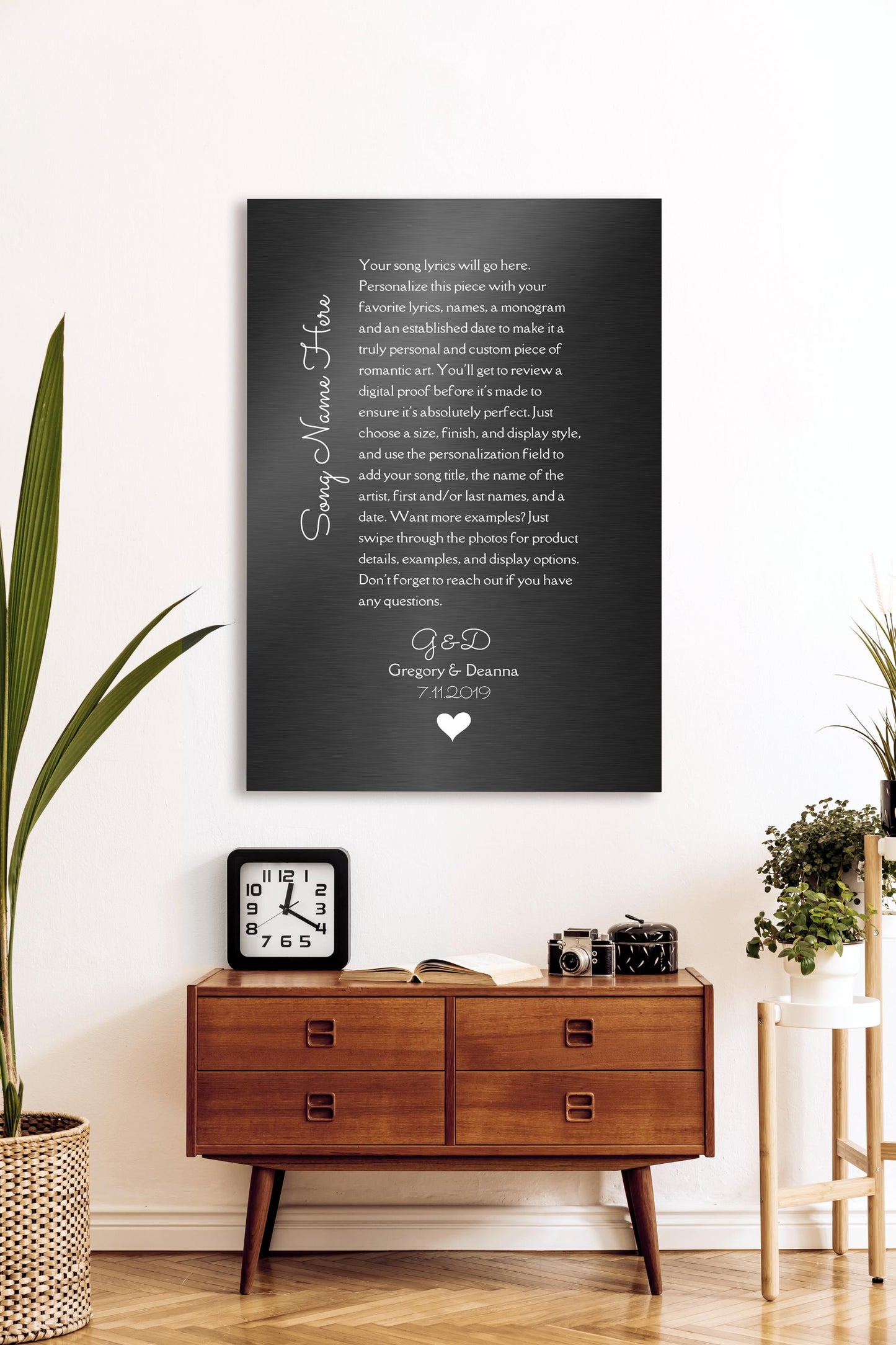Custom Song Plaque, Tin 10th Anniversary Gift, Personalized lyrics wall decor, Aluminum Gifts - HoneycombProverbs - Signs - Modern Lyrics Wall Decor