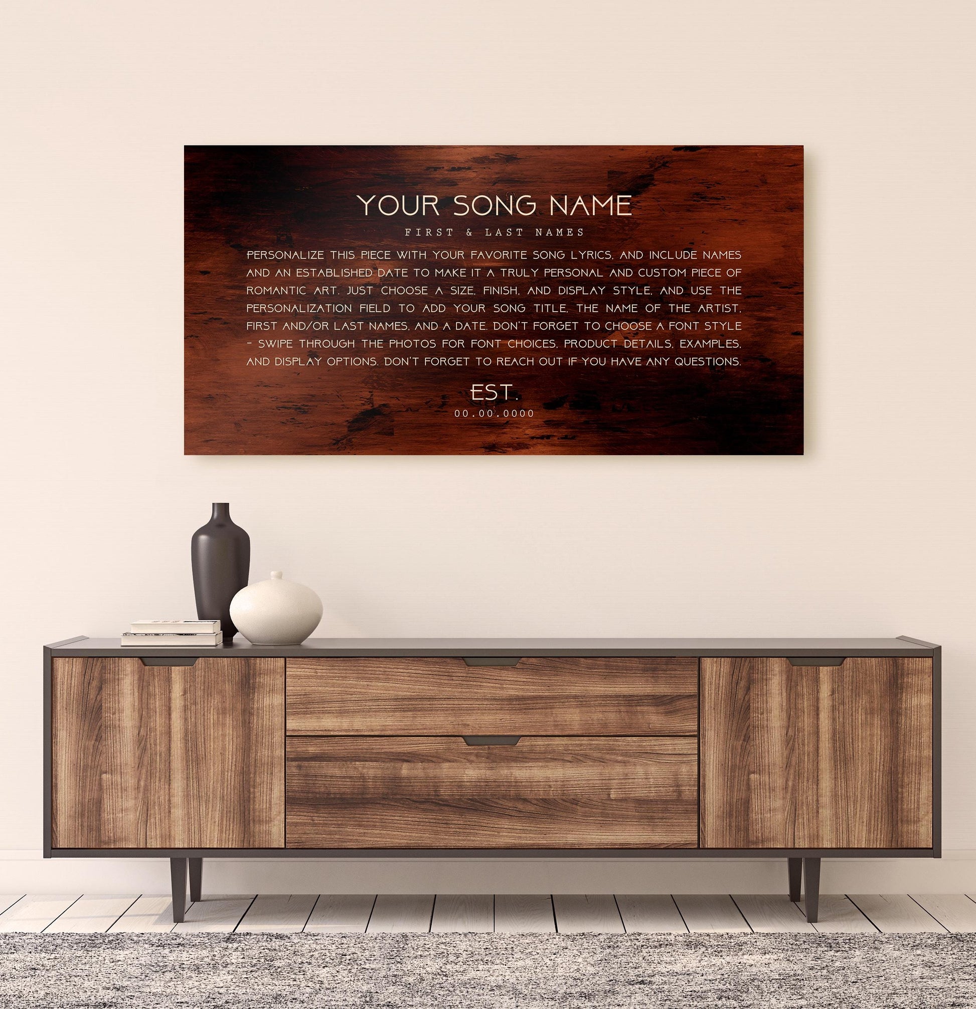 Custom Song Art, Bronze Anniversary Art, With Lyrics, First Dance Gift - HoneycombProverbs - Signs - Bronze Anniversary Gifts