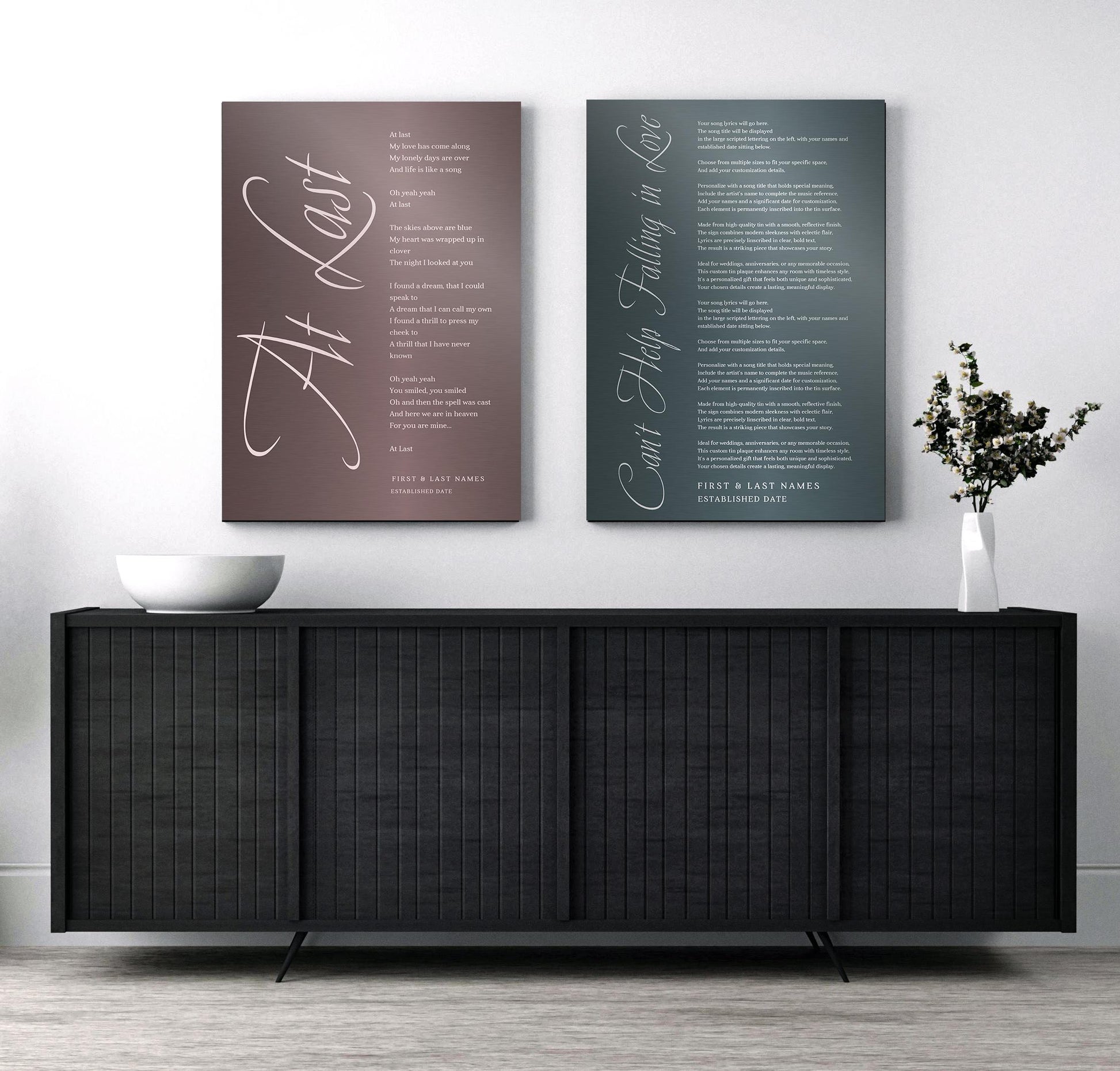 Custom Song Lyrics Tin Art, Personalized Anniversary Gift - HoneycombProverbs - Signs - Modern Lyrics Wall Decor