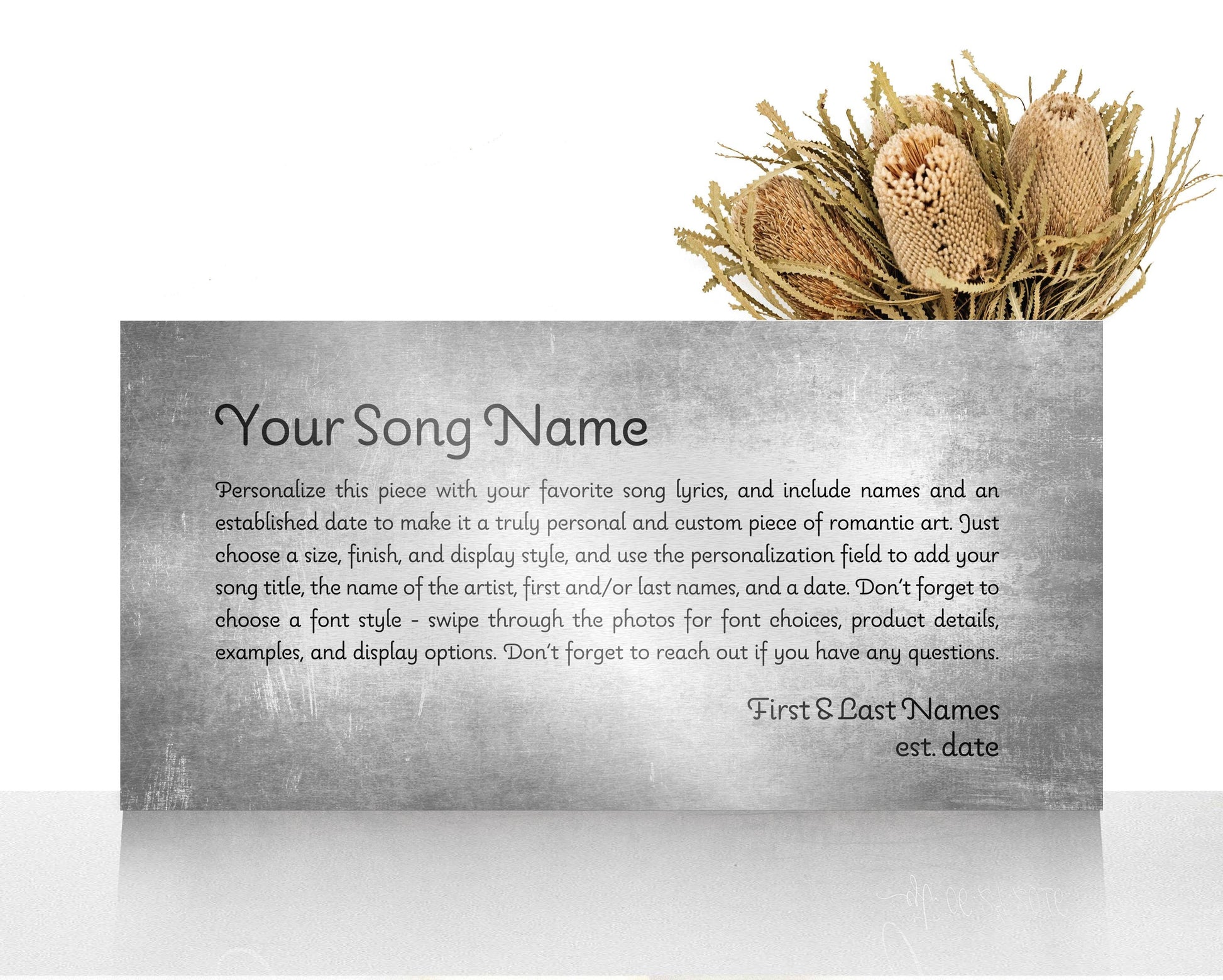 Custom Song Lyrics Metal Sign: 10th Anniversary Tin Gift, Personalized Wall Art - HoneycombProverbs - Signs - Tin and Aluminum Gifts