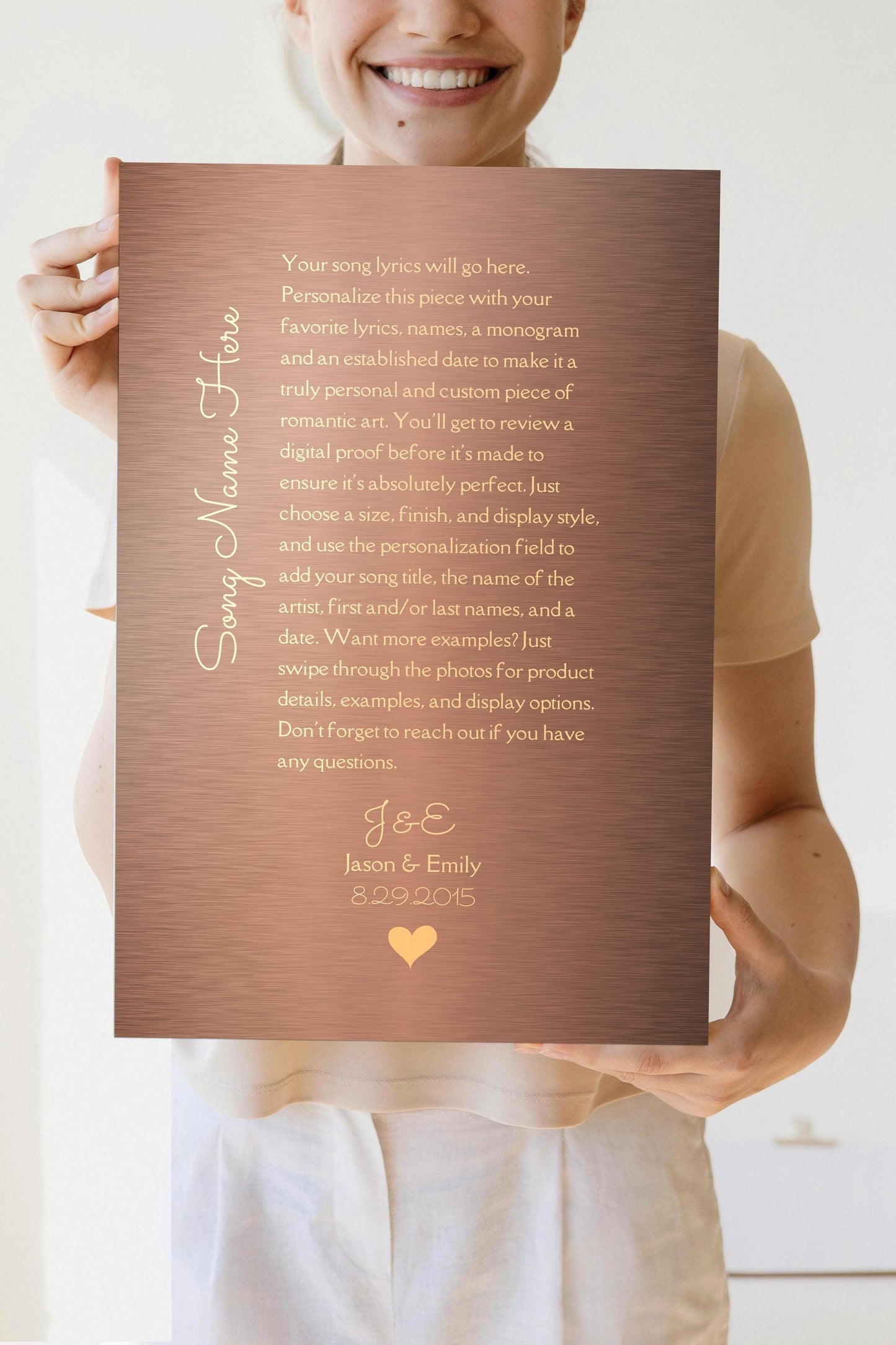Custom Song Plaque, Tin 10th Anniversary Gift, Personalized lyrics wall decor, Aluminum Gifts - HoneycombProverbs - Signs - Tin and Aluminum Gifts