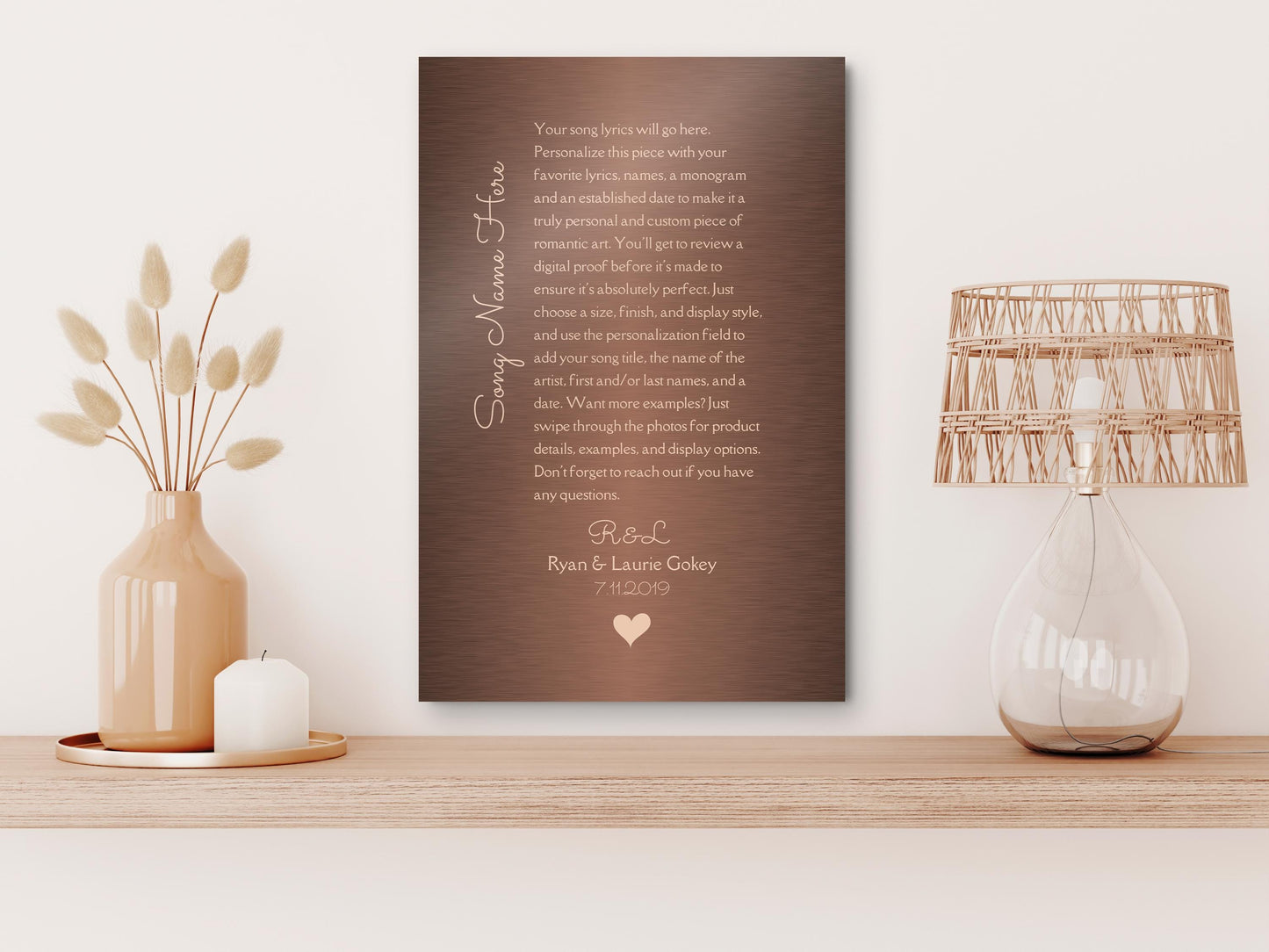 Custom Song Plaque, Tin 10th Anniversary Gift, Personalized lyrics wall decor, Aluminum Gifts - HoneycombProverbs - Signs - Tin and Aluminum Gifts