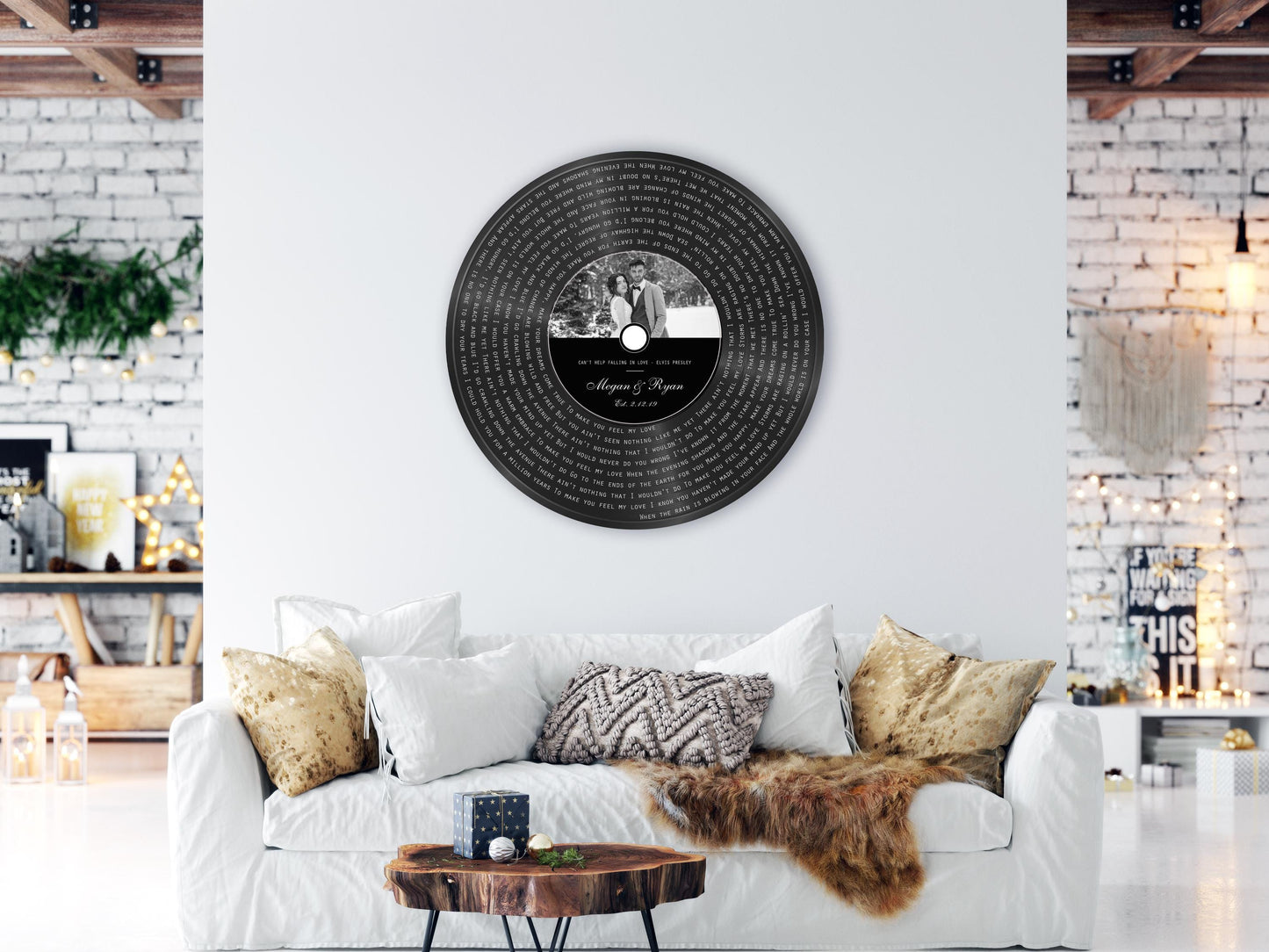 6th Anniversary, Round Metal Record with Custom Lyrics, Record Song Lyrics Sign, Vinyl Record Song Portrait - HoneycombProverbs - Signs - Iron Anniversary Gifts