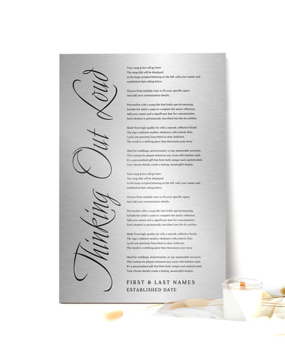Custom Song Lyrics Tin Art, Personalized Anniversary Gift - HoneycombProverbs - Signs - Tin and Aluminum Gifts
