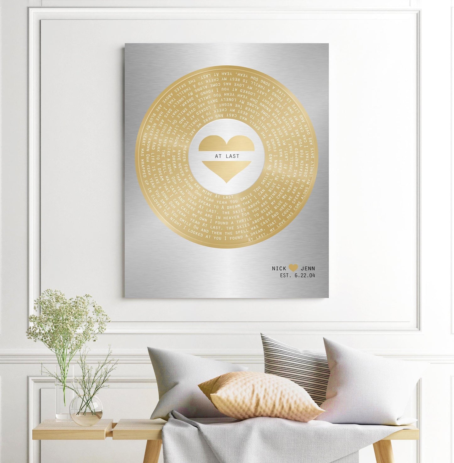 21st Anniversary Gift, Our First Dance Record, Brass Anniversary Wall Decor, Wedding Song Plaque - HoneycombProverbs - Signs - 21st Year Brass Gifts