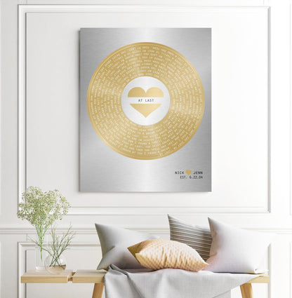21st Anniversary Gift, Our First Dance Record, Brass Anniversary Wall Decor, Wedding Song Plaque - HoneycombProverbs - Signs - 21st Year Brass Gifts
