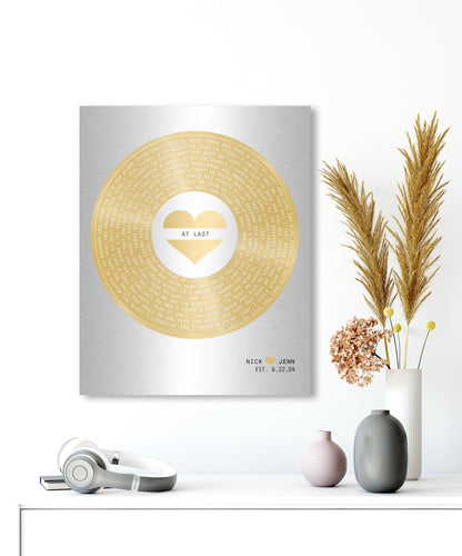 21st Anniversary Gift, Our First Dance Record, Brass Anniversary Wall Decor, Wedding Song Plaque - HoneycombProverbs - Signs - 21st Year Brass Gifts