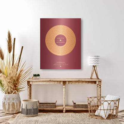 Personalized Bronze Anniversary Metal Record Sign: First Dance Lyrics - HoneycombProverbs - Signs - Bronze Vinyl Record Art