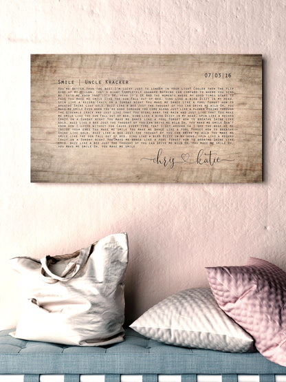 Orator Song Lyrics on Wood for Couples - HoneycombProverbs - Signs - 5 year anniversary gifts
