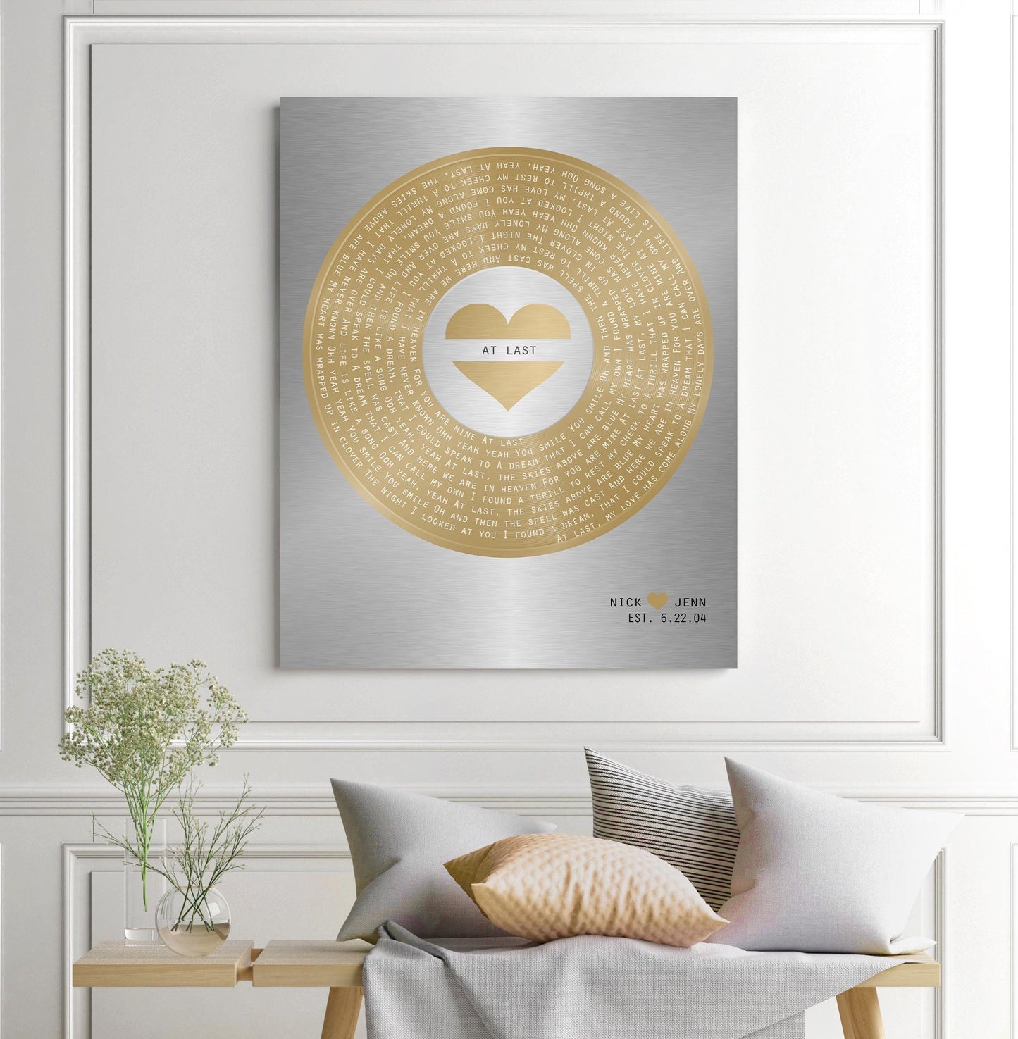 21st Anniversary Gift, Our First Dance Record, Brass Anniversary Wall Decor, Wedding Song Plaque - HoneycombProverbs - Signs - 21st Year Brass Gifts