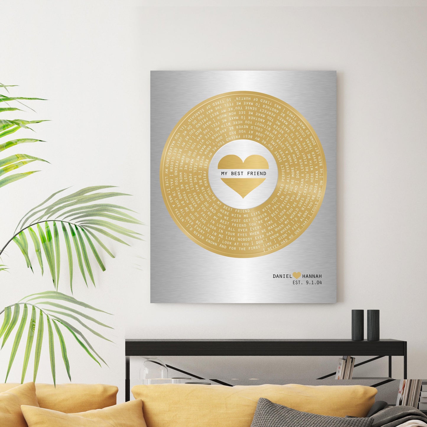 21st Anniversary Gift, Our First Dance Record, Brass Anniversary Wall Decor, Wedding Song Plaque - HoneycombProverbs - Signs - 21st Year Brass Gifts