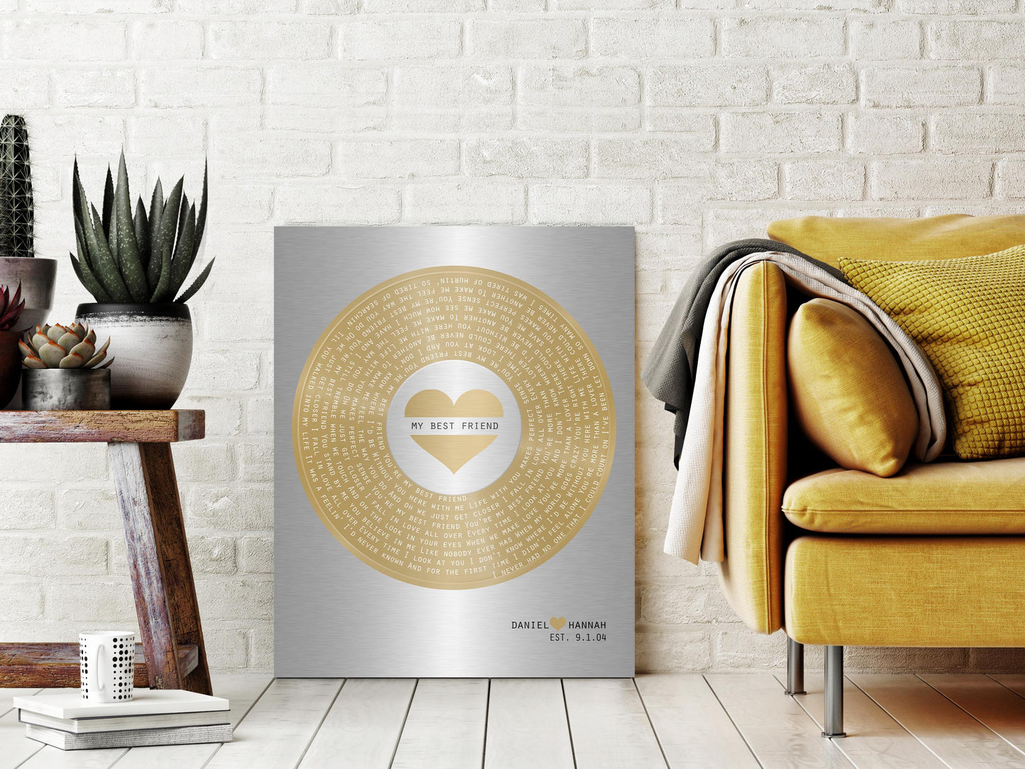 21st Anniversary Gift, Our First Dance Record, Brass Anniversary Wall Decor, Wedding Song Plaque - HoneycombProverbs - Signs - 21st Year Brass Gifts