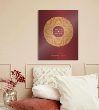 Personalized Bronze Anniversary Metal Record Sign: First Dance Lyrics - HoneycombProverbs - Signs - Bronze Vinyl Record Art