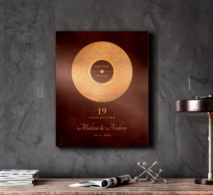 Custom Bronze Anniversary Record Art: Personalized Song Lyrics Gift, additional view 10, 8th anniversary bronze