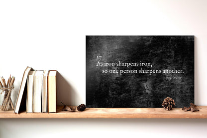 Proverbs 27:17 Grunge Sign on Iron - HoneycombProverbs - Signs - Christian Wall Art