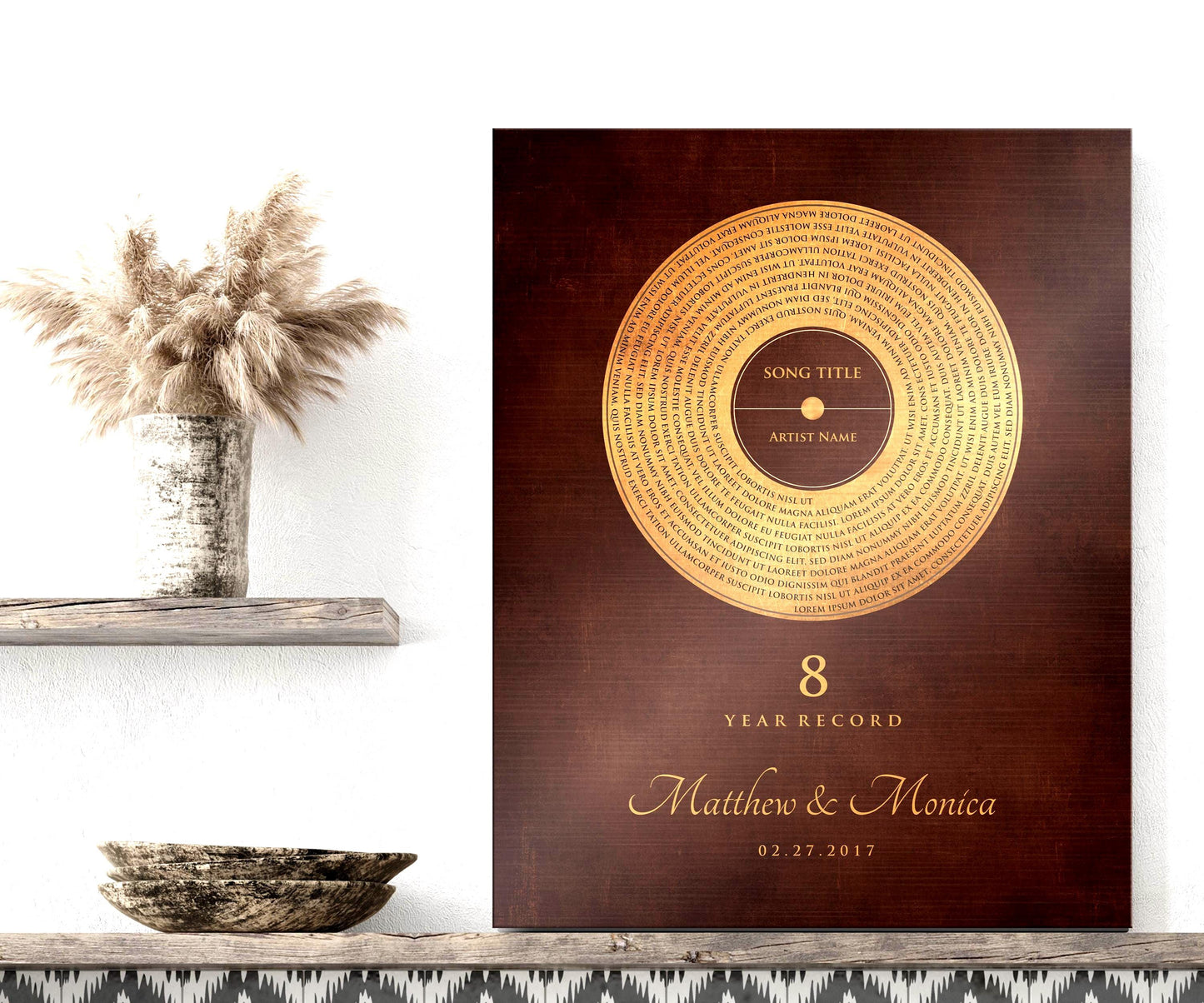 Custom Bronze Anniversary Record Art: Personalized Song Lyrics Gift - HoneycombProverbs - Signs - Record Album Lyrics Art