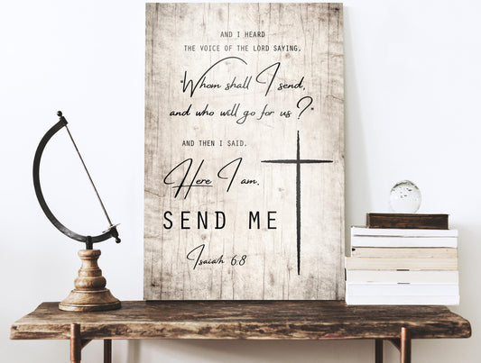 Rustic Wood Bible Verse Plaque: Send Me Lord, Personalized Christian Wall Art - HoneycombProverbs - Signs - Luxury Corporate Gifts