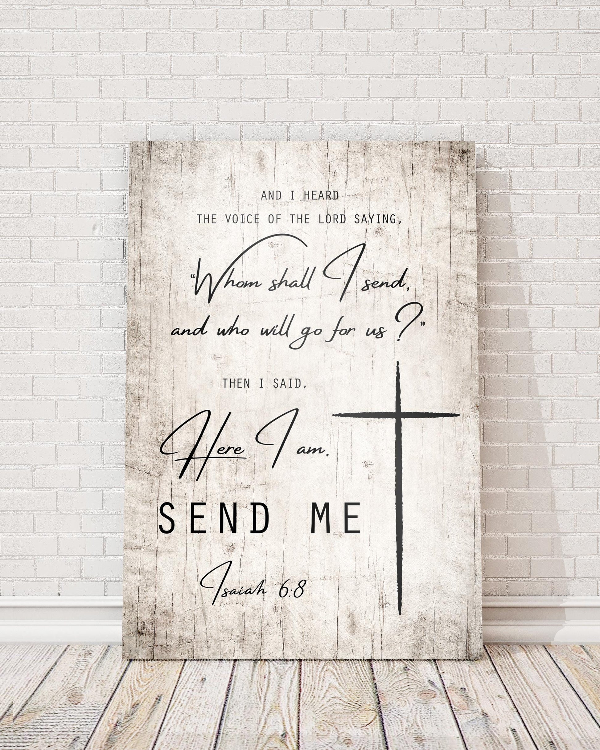 Rustic Wood Bible Verse Plaque: Send Me Lord, Personalized Christian Wall Art - HoneycombProverbs - Signs - Luxury Corporate Gifts