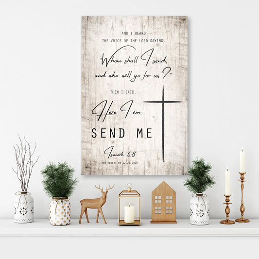Rustic Wood Bible Verse Plaque: Send Me Lord, Personalized Christian Wall Art - HoneycombProverbs - Signs - Luxury Corporate Gifts