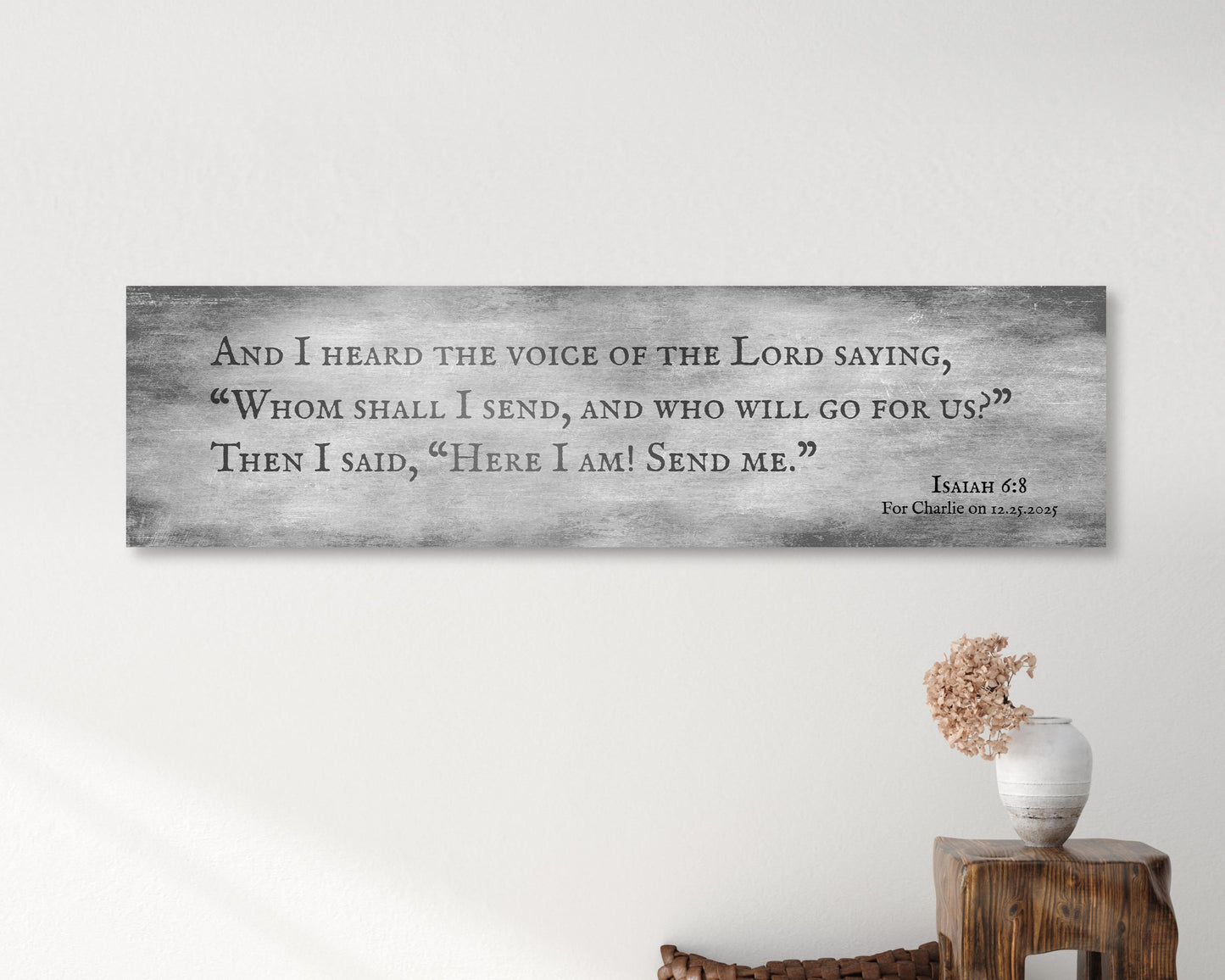 Personalized Isaiah 6:8 Tarnished Metal Sign- Here I Am Send Me - Christian Plaque - Religious Gift - HoneycombProverbs - Signs - Luxury Corporate Gifts