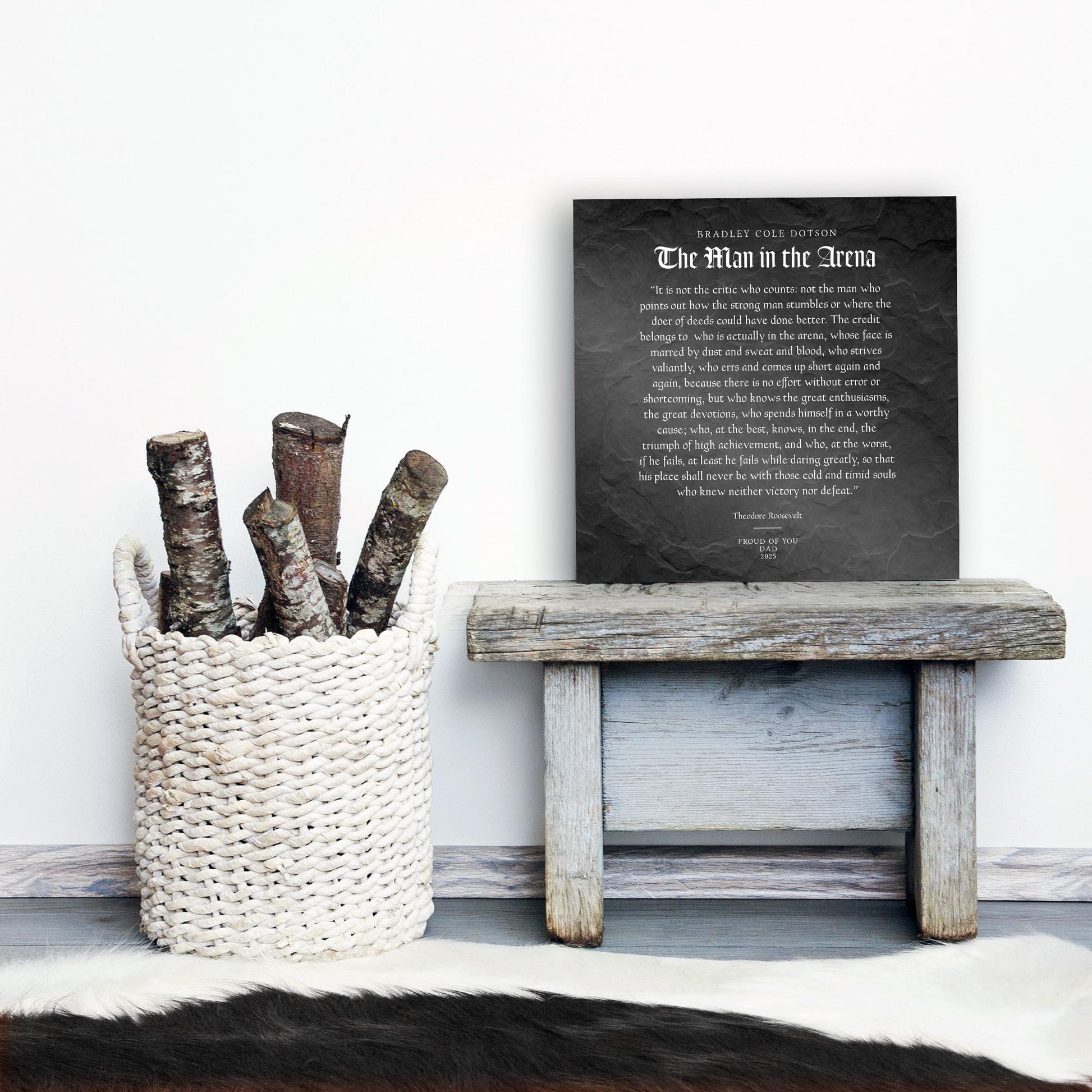 Personalized Man in the Arena Metal Plaque: Office Employee Gifts, Luxury Corporate Gifts, Dad Gift - HoneycombProverbs - Signs - Luxury Corporate Gifts