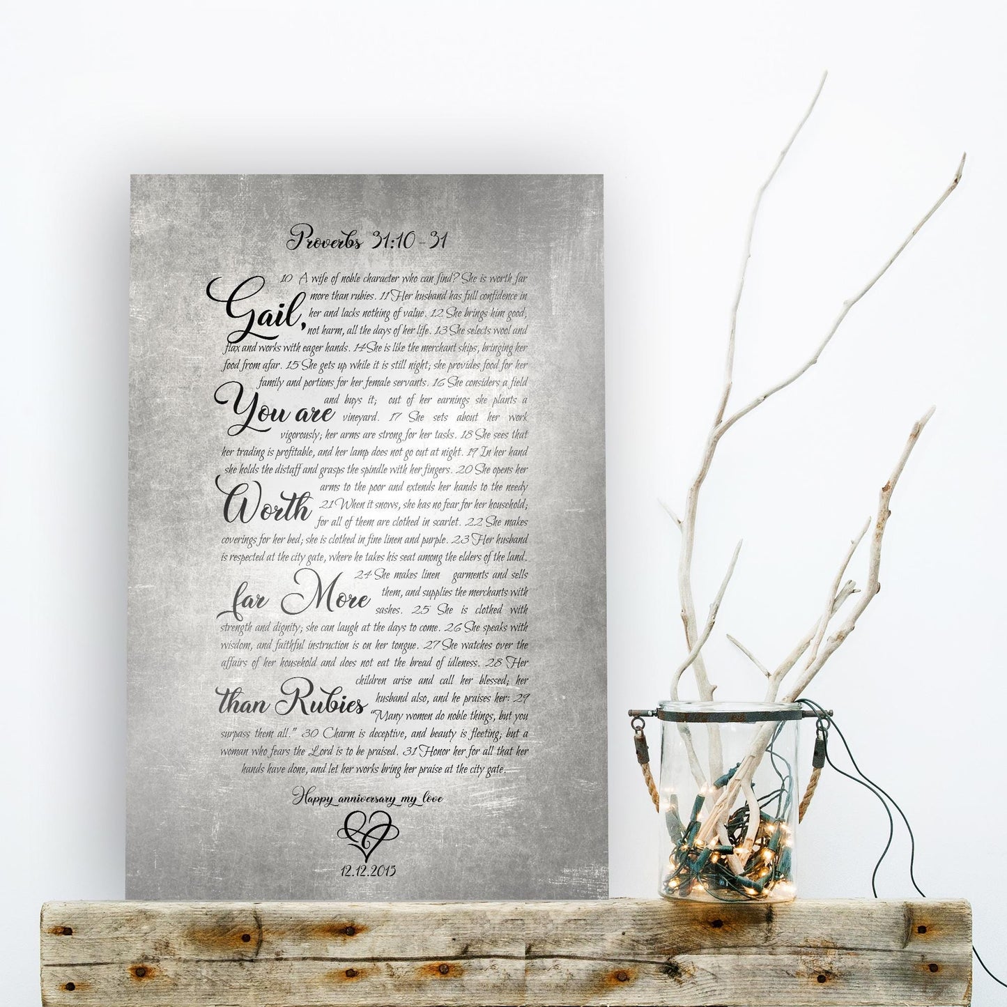 Proverbs 31 Woman Personalized Scripture on Tin - HoneycombProverbs - Signs - Christian Wall Art