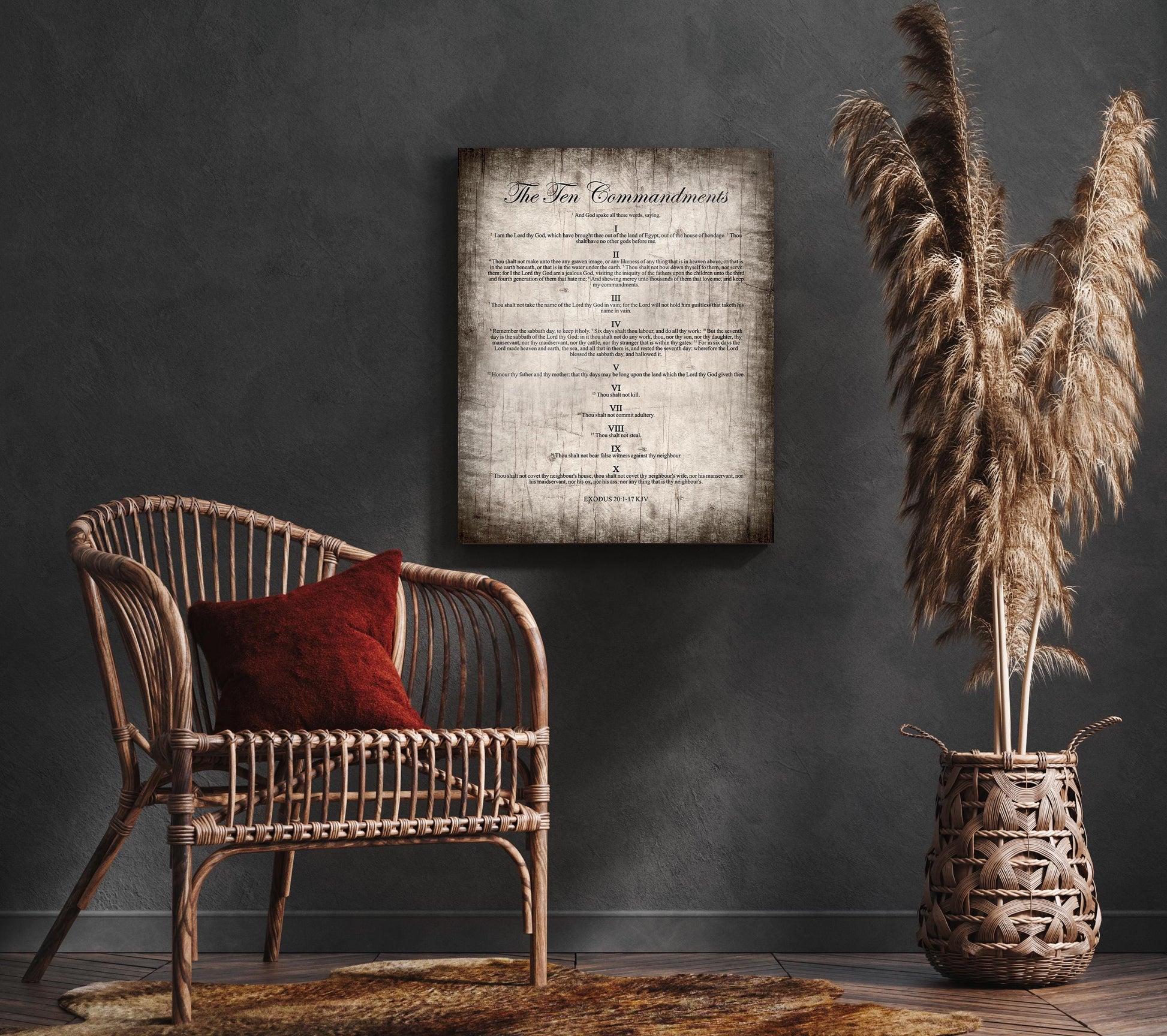 The 10 Commandments: Aged Wood Plaque, Christian Gift for Men, Husband, Wall Art - HoneycombProverbs - Signs - Christian Wall Art