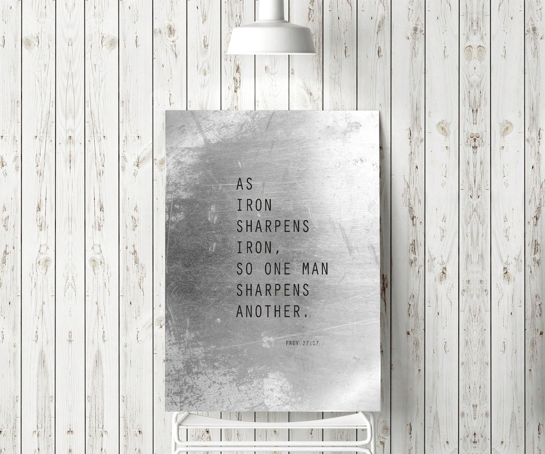 Proverbs 27:17 Grunge Metal Print Sign - HoneycombProverbs - Signs - Christian Wall Art