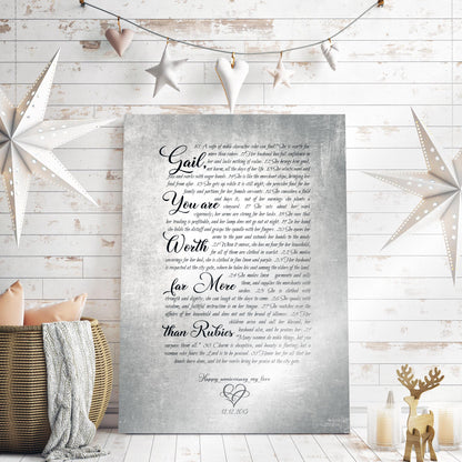 Proverbs 31 Woman Personalized Scripture on Tin - HoneycombProverbs - Signs - Tin and Aluminum Gifts