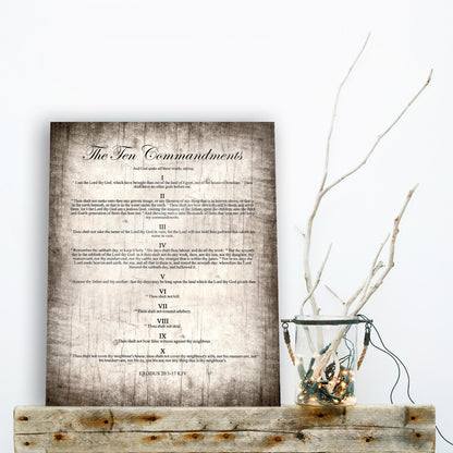 The 10 Commandments: Aged Wood Plaque, Christian Gift for Men, Husband, Wall Art - HoneycombProverbs - Signs - Christian Wall Art