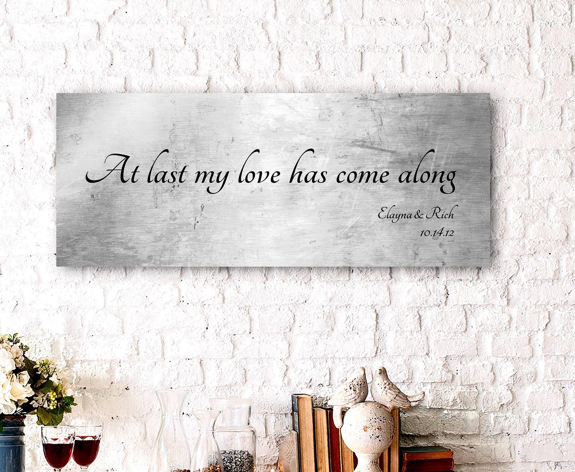 Romantic Tin Gift, Song quote sign - HoneycombProverbs - Signs - Rustic Lyrics Wall Decor