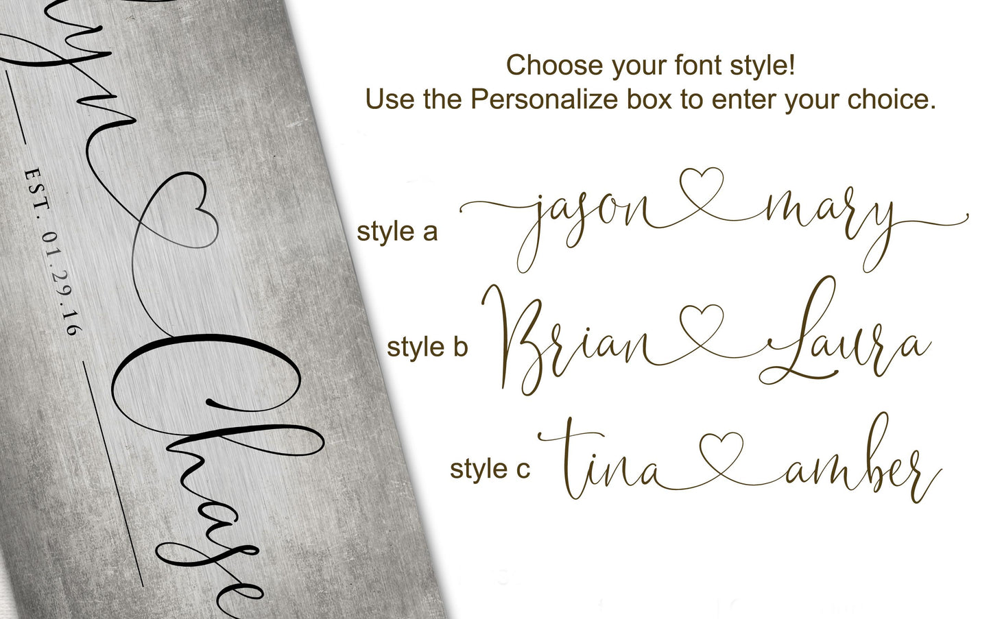 Rustic Heart Name Sign on Tin - HoneycombProverbs - Signs - Tin Anniversary Gifts