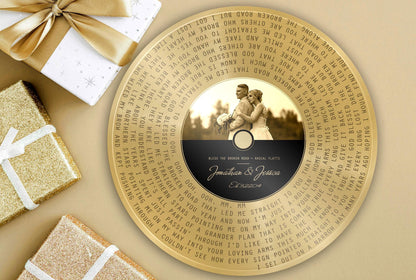personalized brass anniversary gift for husband, song record art, custom song plaque