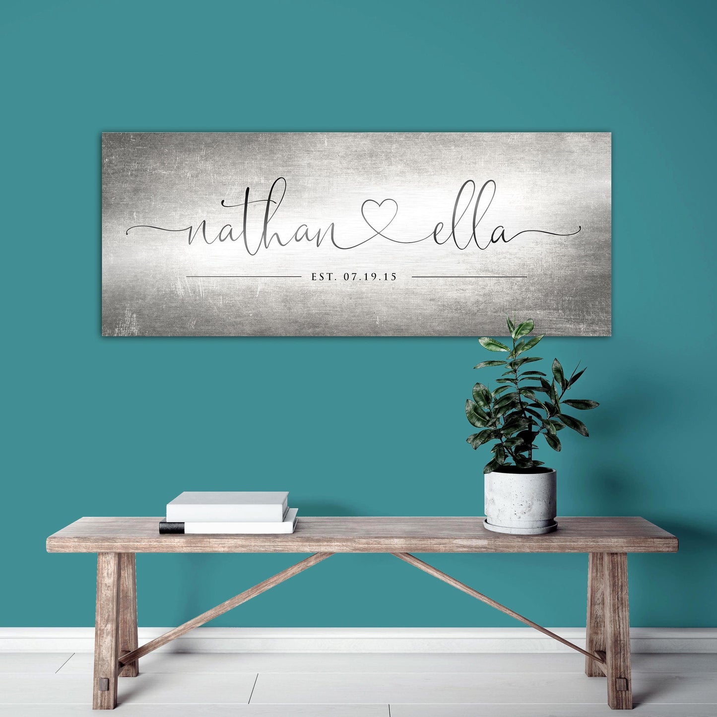 Rustic Heart Name Sign on Tin - HoneycombProverbs - Signs - Tin Anniversary Gifts