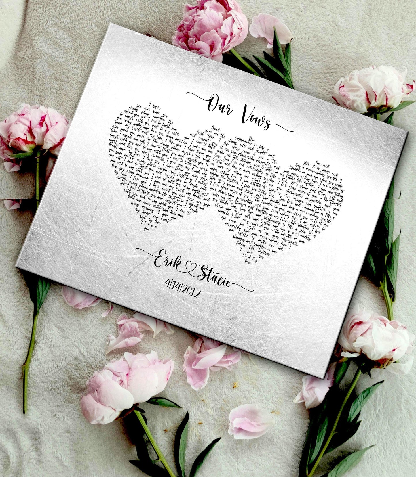 His and Her Hearts Wedding Vow Sign - HoneycombProverbs - Signs - Tin and Aluminum Gifts