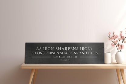 Iron Anniversary Gift, Iron Sharpens Iron Sign - HoneycombProverbs - Signs - Christian Wall Art
