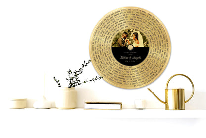 Round record Song Gift, Brass wedding song plaque, record art on brass, brass gift idea for wife, brass anniversary gift, 21st wedding anniversary gift
