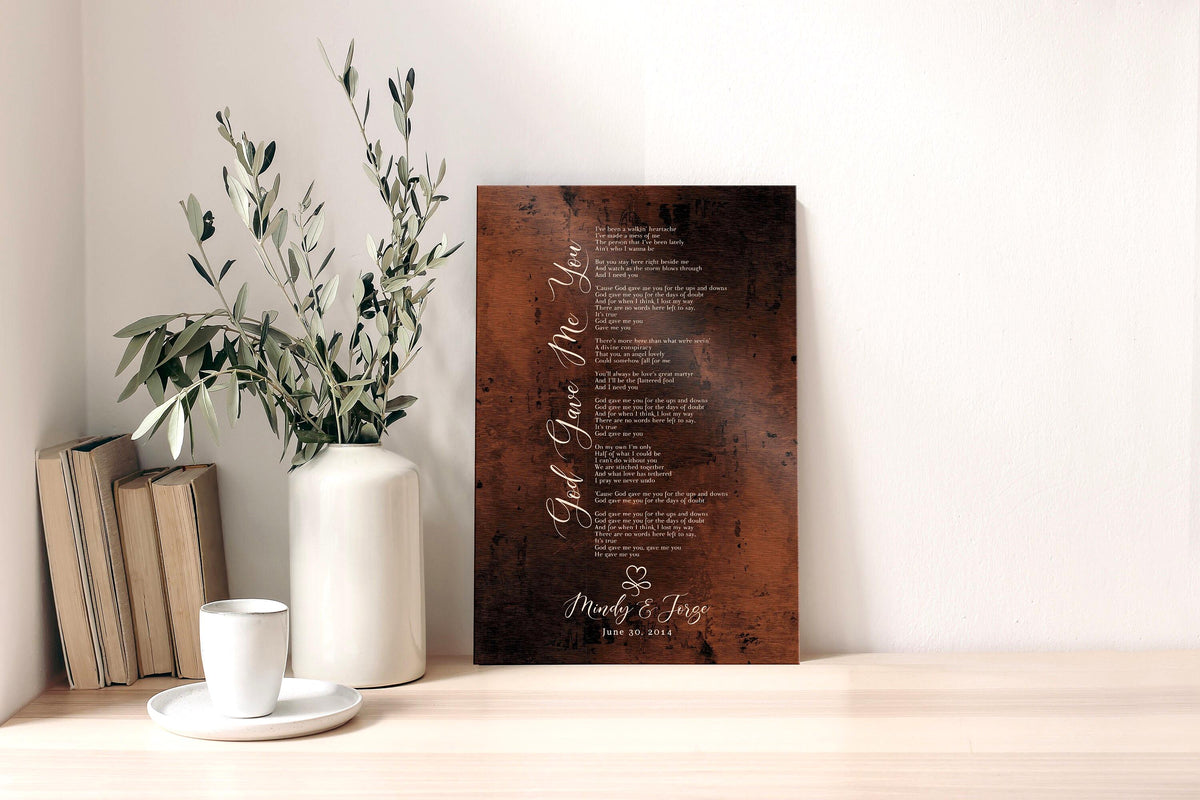 Monogrammed Tin Song Lyric Sign