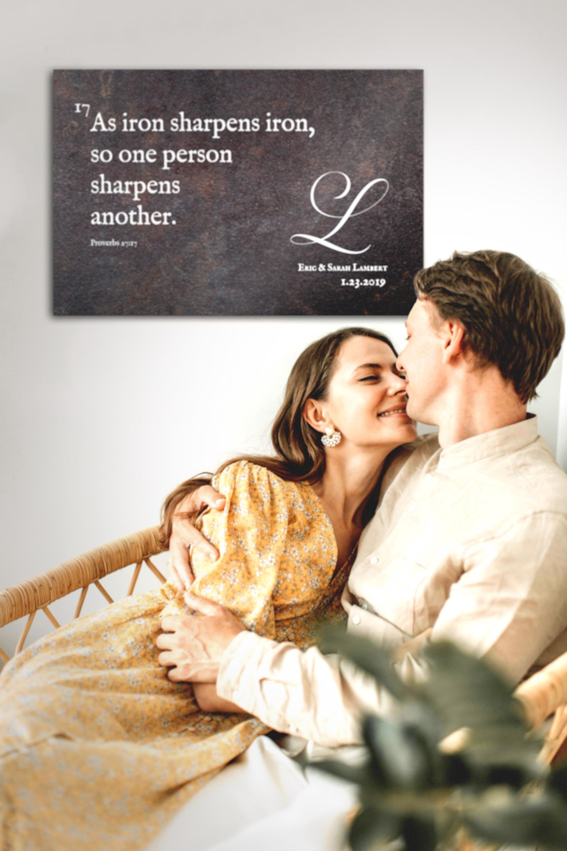 Iron Sharpens Iron Monogrammed Gift - HoneycombProverbs - Gifts For The Couple - Christian Wall Art