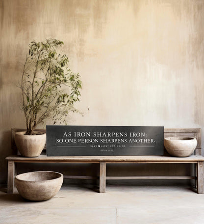 Iron Anniversary Gift, Iron Sharpens Iron Sign - HoneycombProverbs - Signs - Christian Wall Art