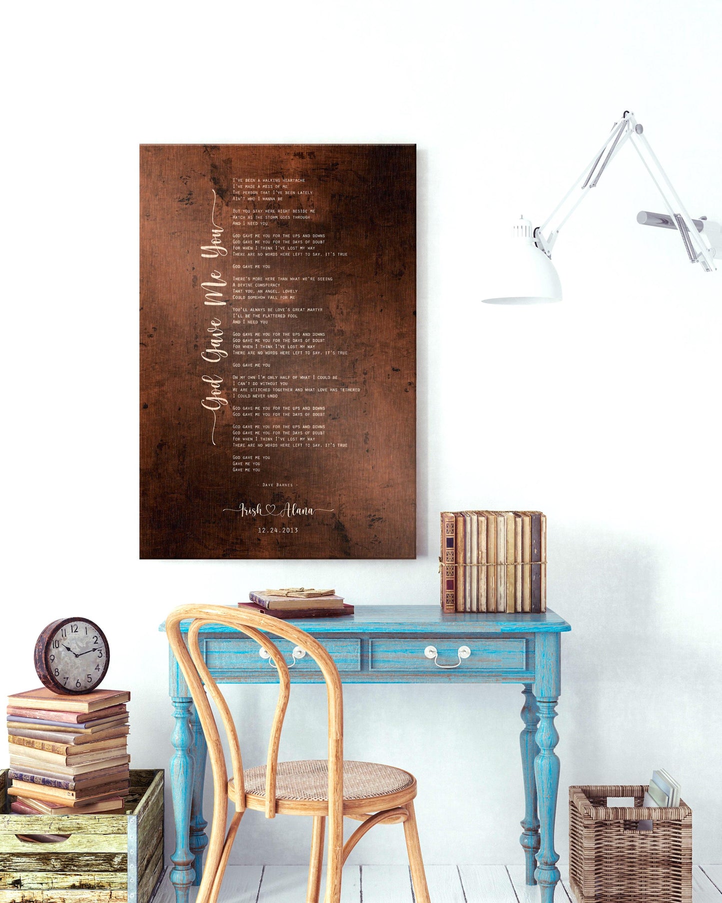 Connected Hearts Lyric Sign on Bronze - HoneycombProverbs - Signs - Bronze Anniversary Gifts