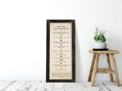 Framed Ten Commandments Parchment Wall Art, personalization detail, 1st anniversary paper